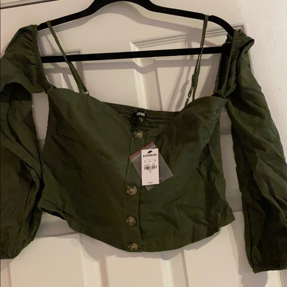Express Olive Crop Top NWT Size Medium